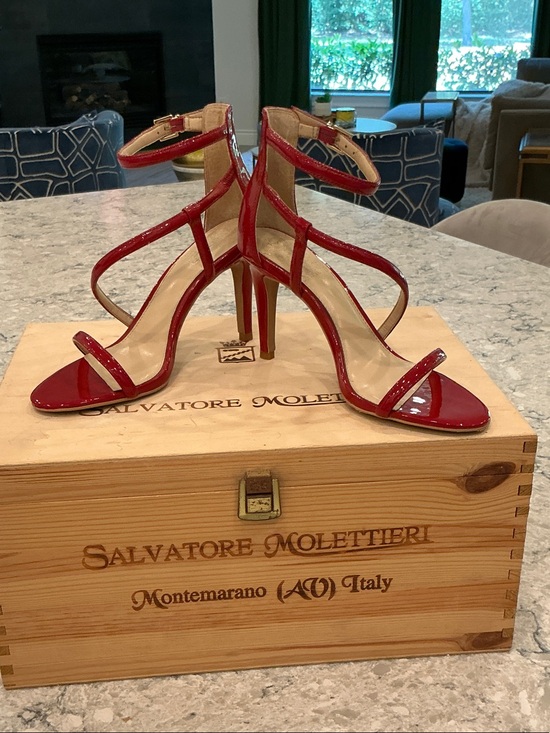 Vince Camuto Shoes - Vince Camuto Red Patent Strappy Stiletto Sandals